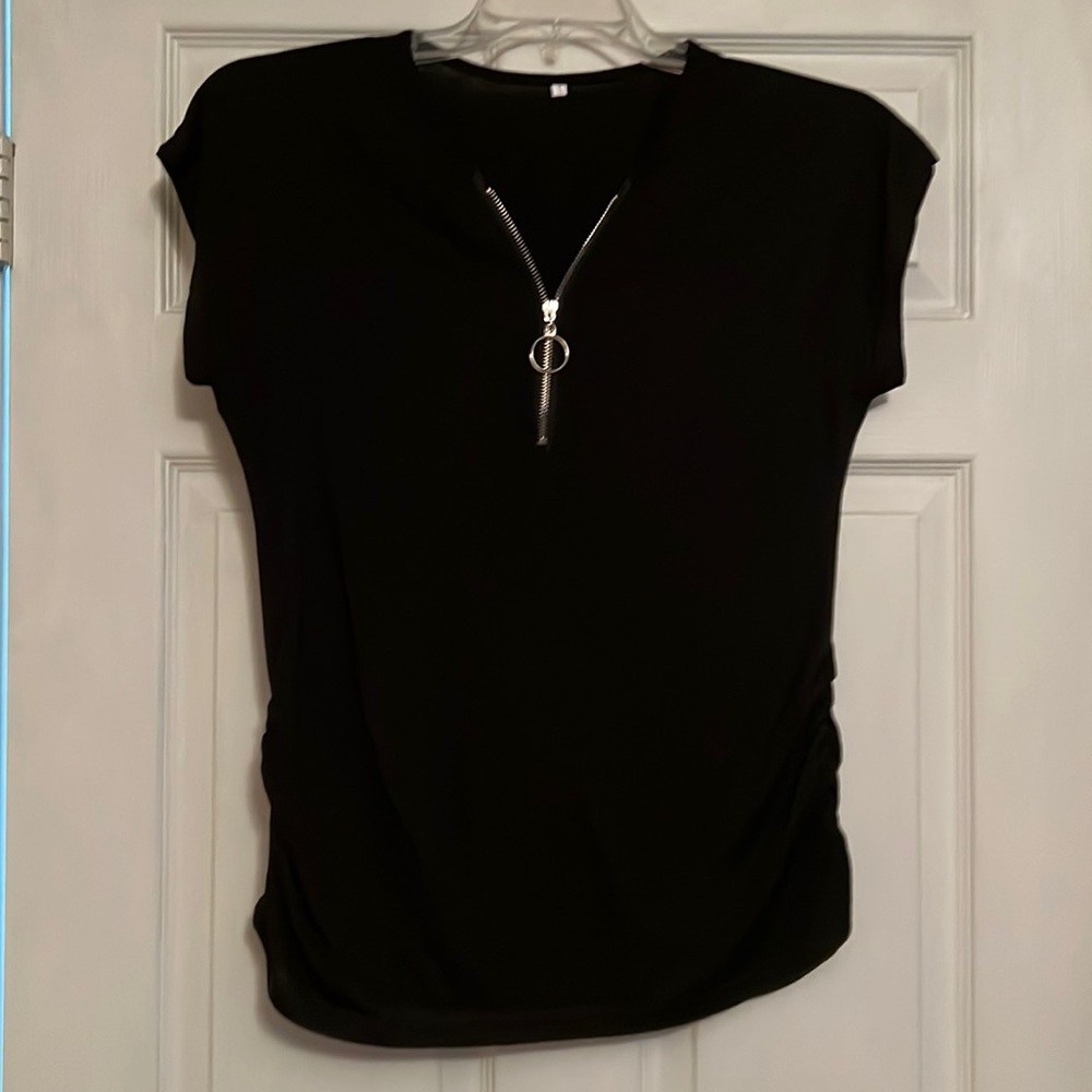 Black zipper front shirt